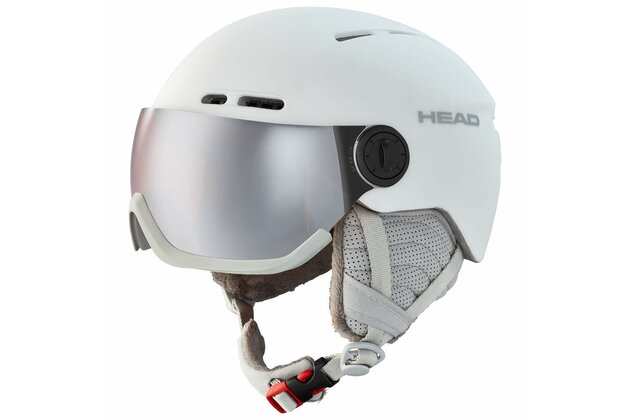 lyžařská helma se štítem QUEEN WHITE